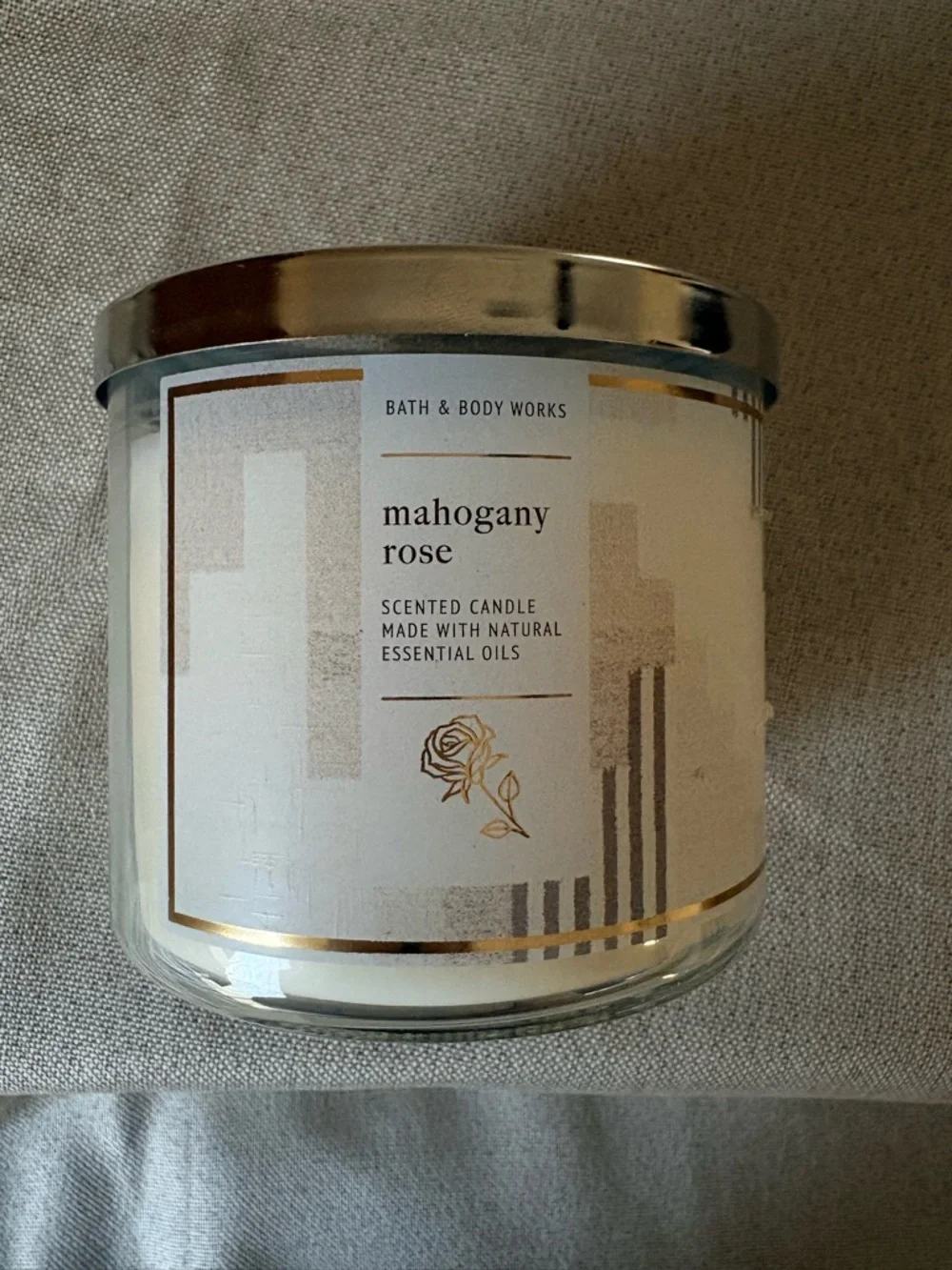 Bath & Body Works Mahogany Rose 3 Wick Candle New in Box - Picture 7 of 8